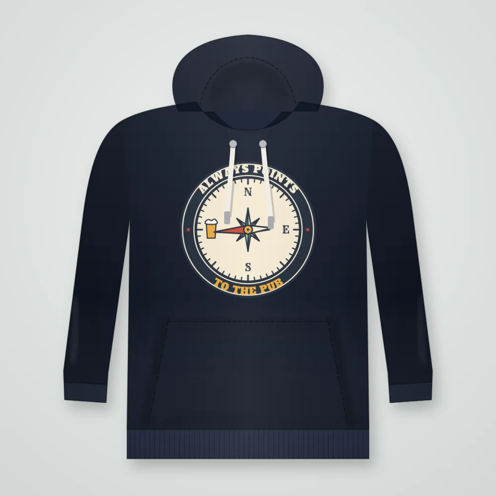 Pub Compass design shown on the Pullover Hoodie