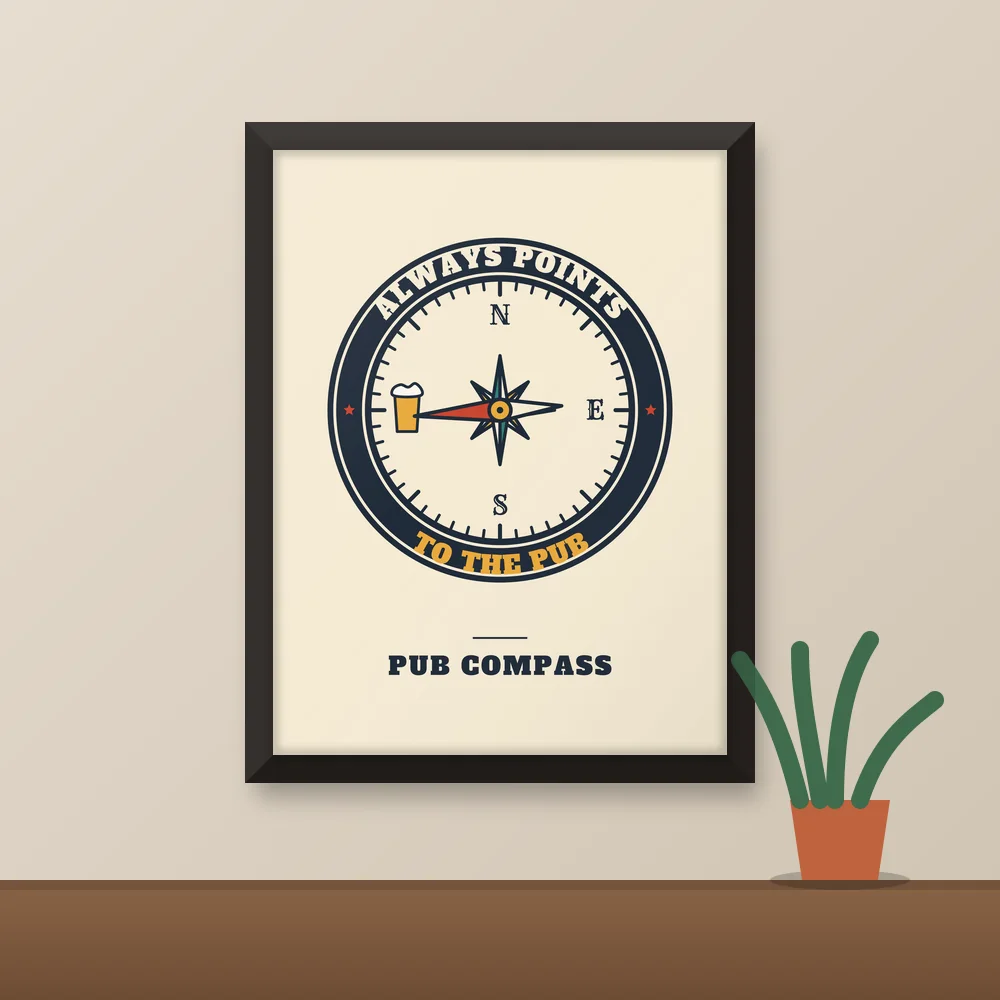 Pub Compass printed on the Matte Poster