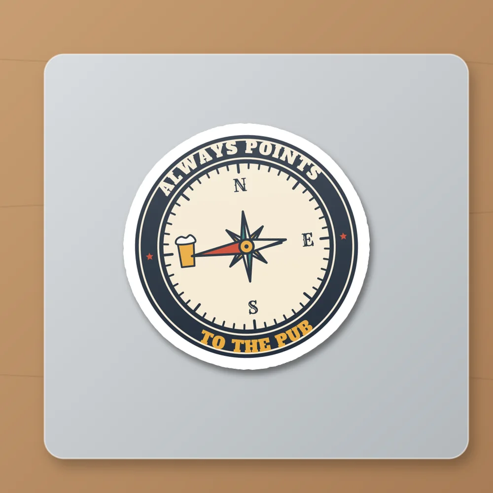 Pub Compass design shown on the Kiss-Cut Sticker