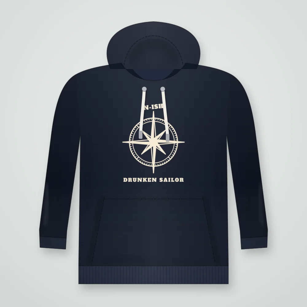 Compass Rose design shown on the Pullover Hoodie