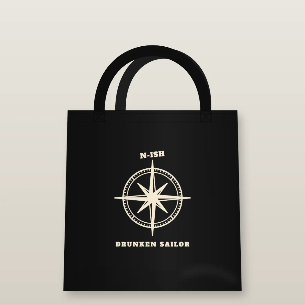 Compass Rose printed on the Tote Bag in Black
