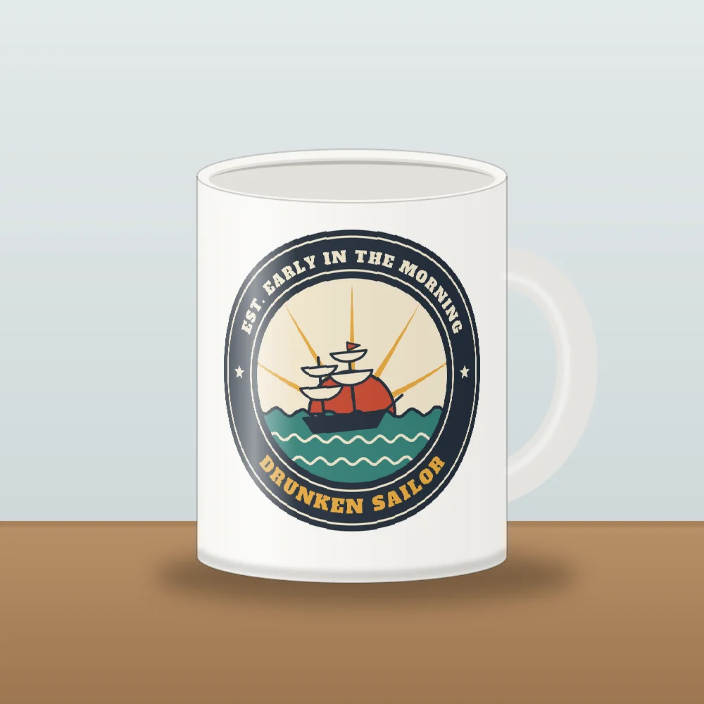 Est. Early in the Morning design shown on the White Mug (11 oz)