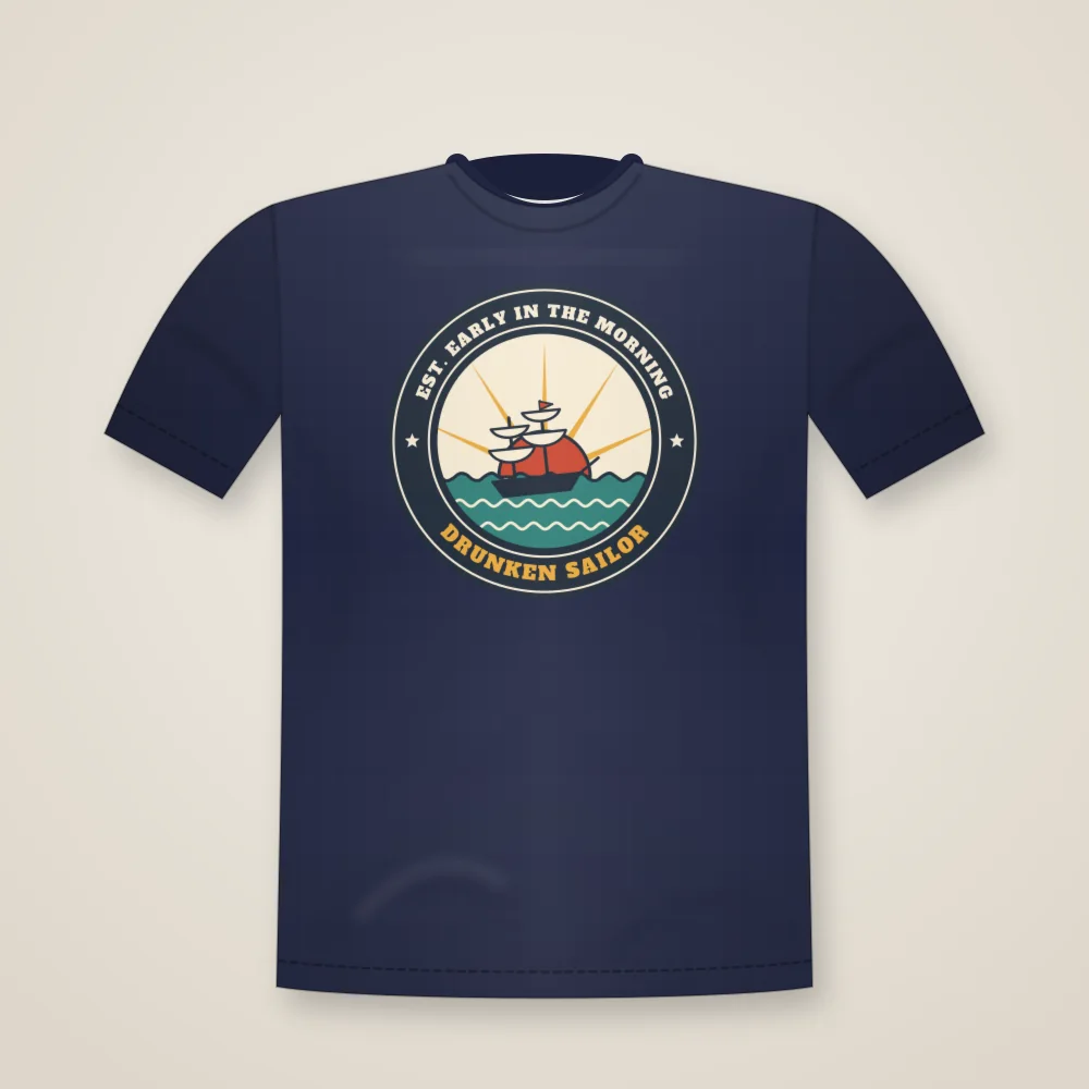 Est. Early in the Morning printed on the Unisex T-shirt in Navy