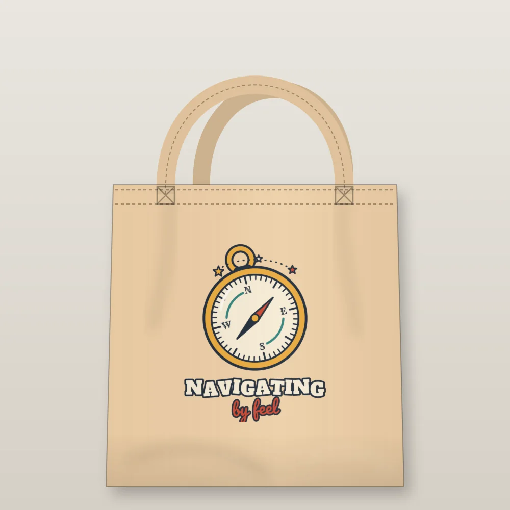 Hiccup Compass printed on the Tote Bag in Oyster