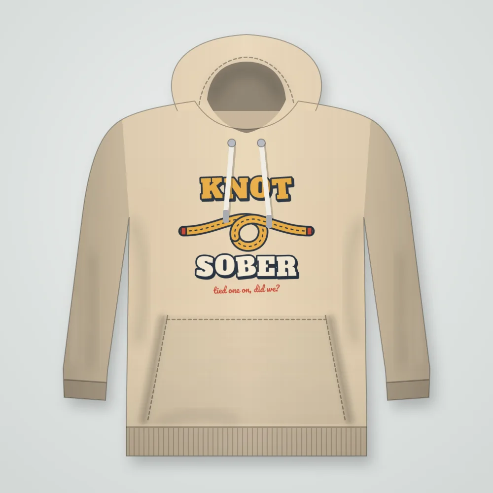 Knot Sober printed on the Pullover Hoodie in Sand