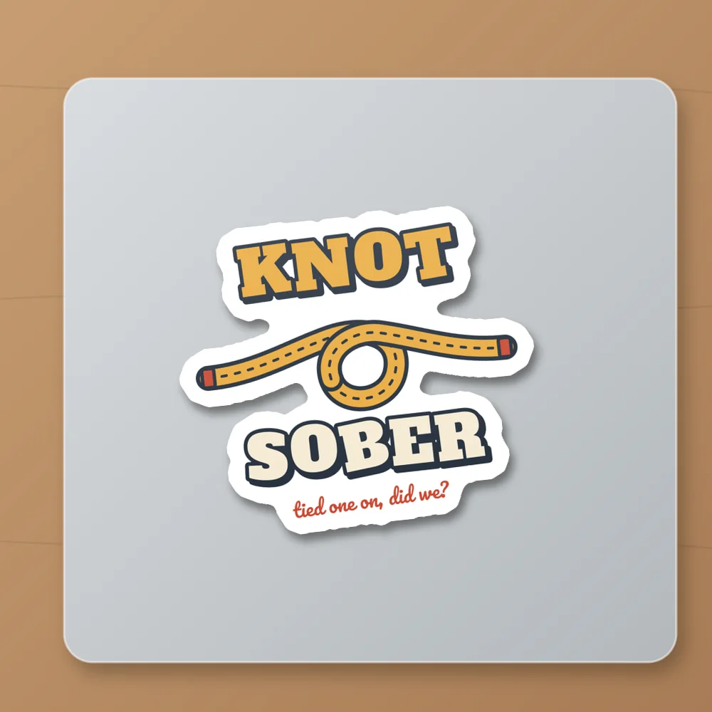 Knot Sober design shown on the Kiss-Cut Sticker