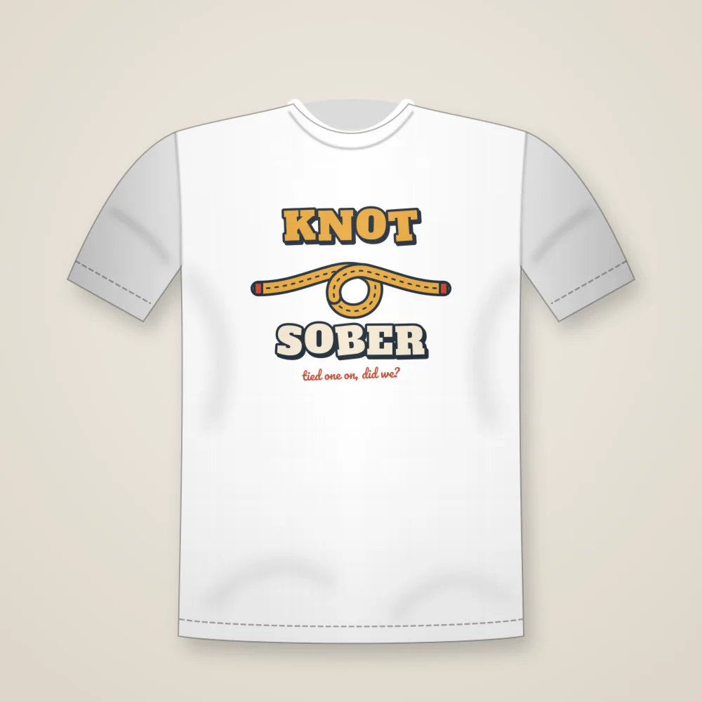 Knot Sober printed on the Unisex T-shirt in White