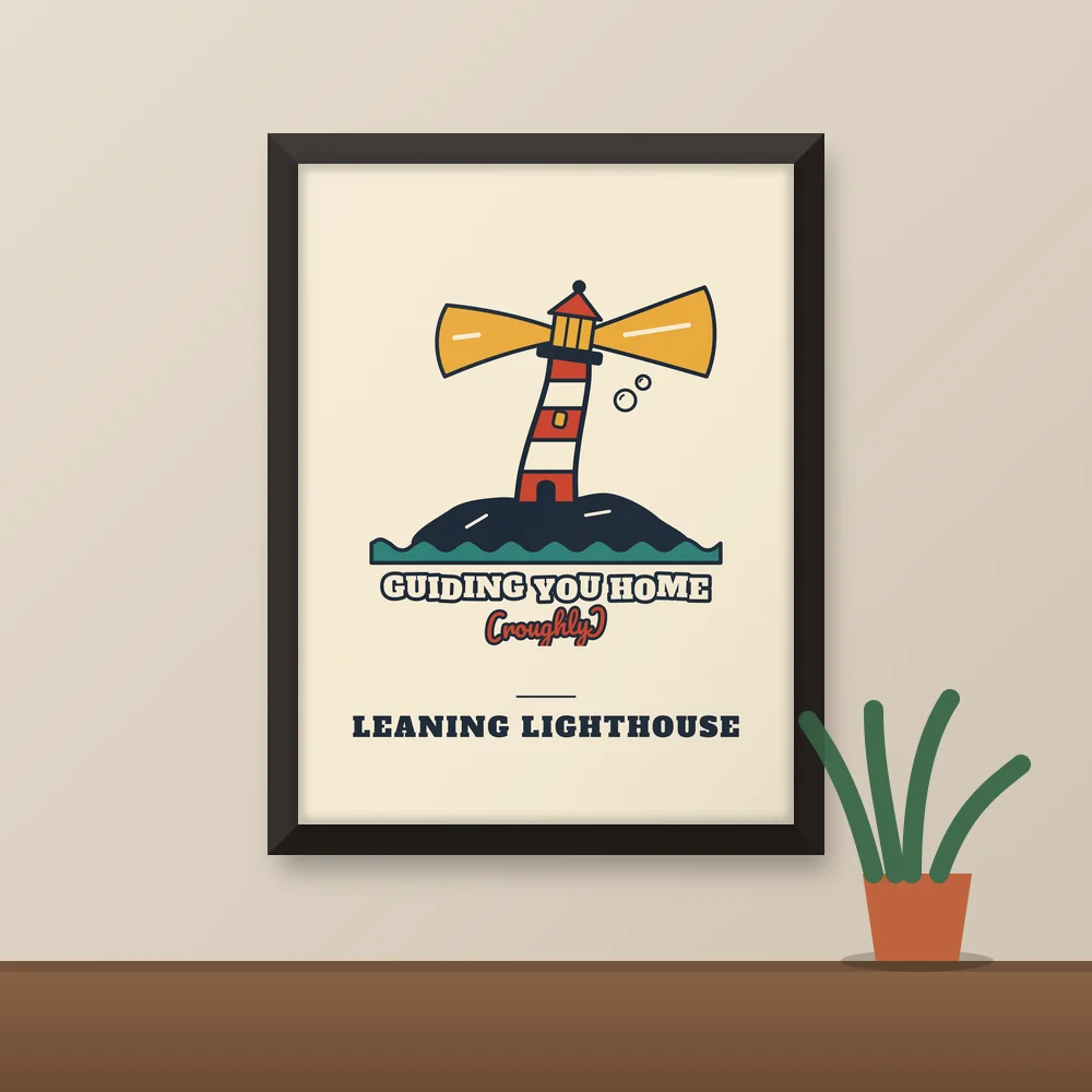 Leaning Lighthouse design shown on the Matte Poster