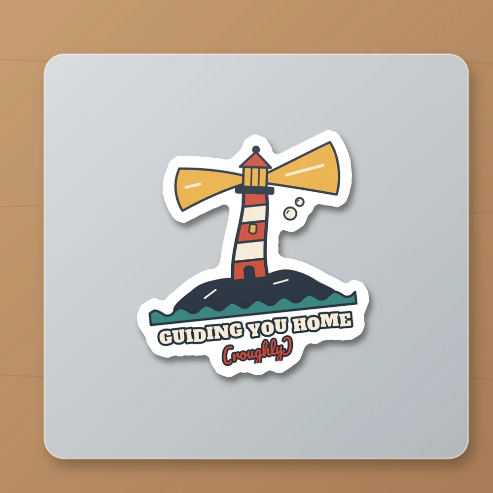 Leaning Lighthouse design shown on the Kiss-Cut Sticker