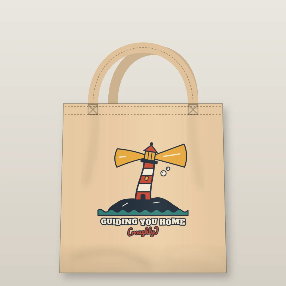 Leaning Lighthouse design shown on the Tote Bag