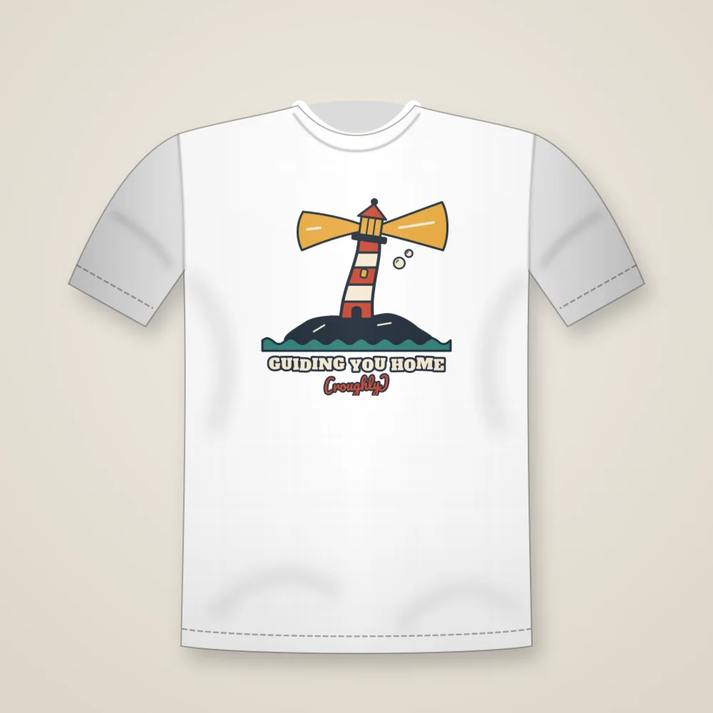 Leaning Lighthouse design shown on the Unisex T-shirt