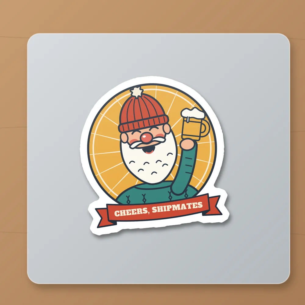 Old Salt: Cheers design shown on the Kiss-Cut Sticker