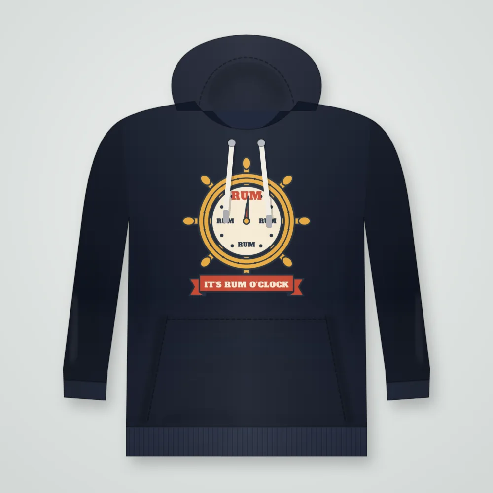 Rum O'Clock design shown on the Pullover Hoodie