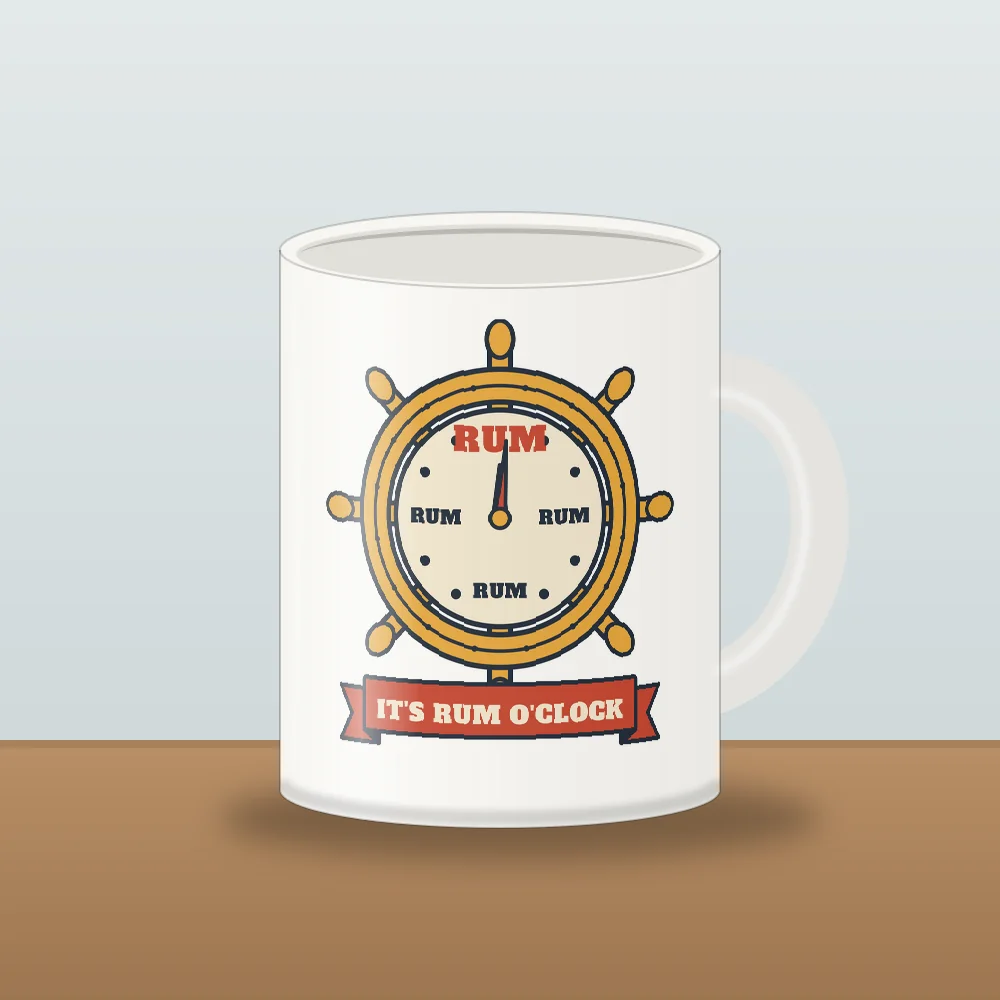 Rum O'Clock design shown on the White Mug (11 oz)
