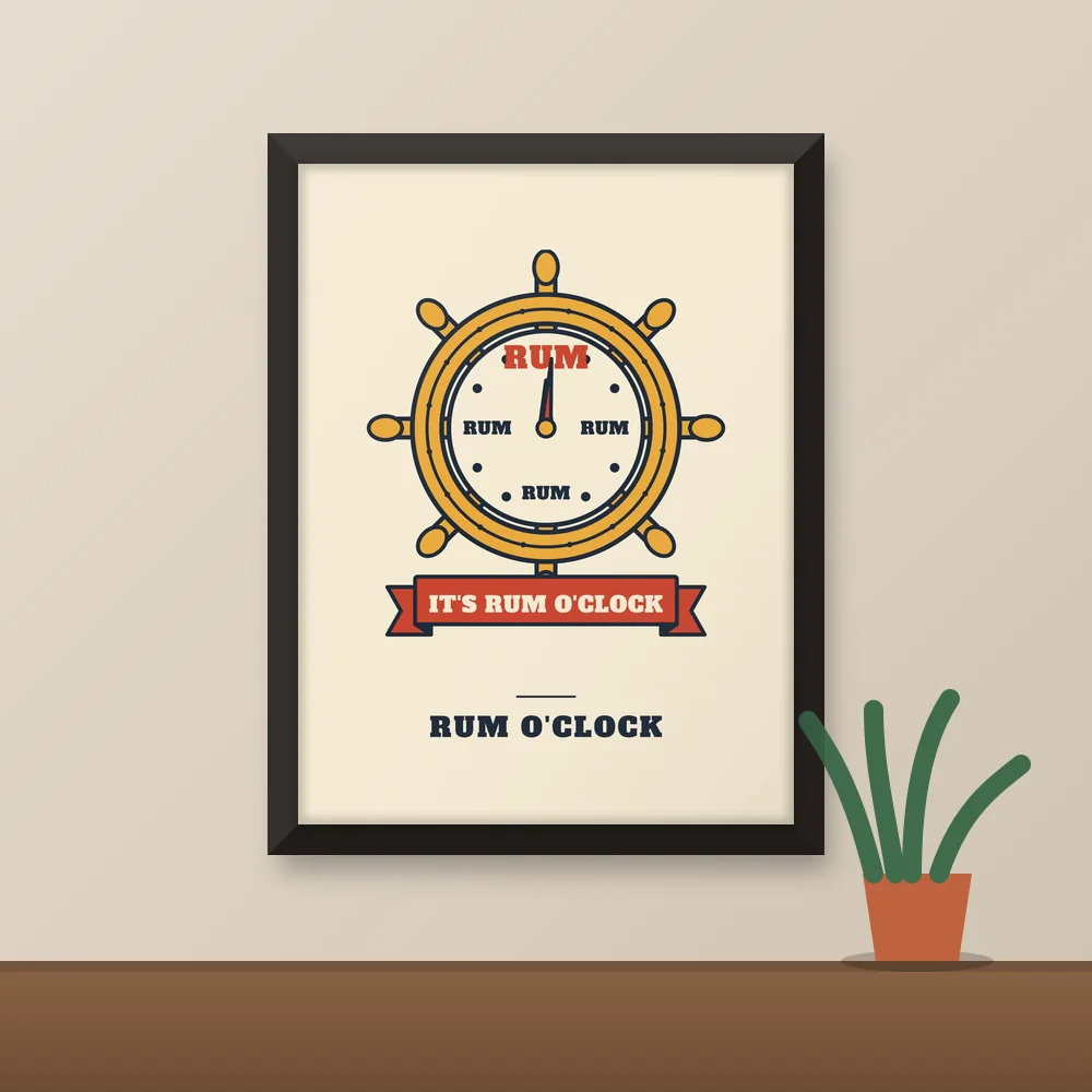 Rum O'Clock printed on the Matte Poster