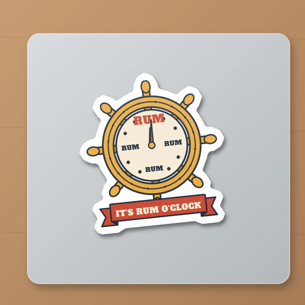 Rum O'Clock design shown on the Kiss-Cut Sticker