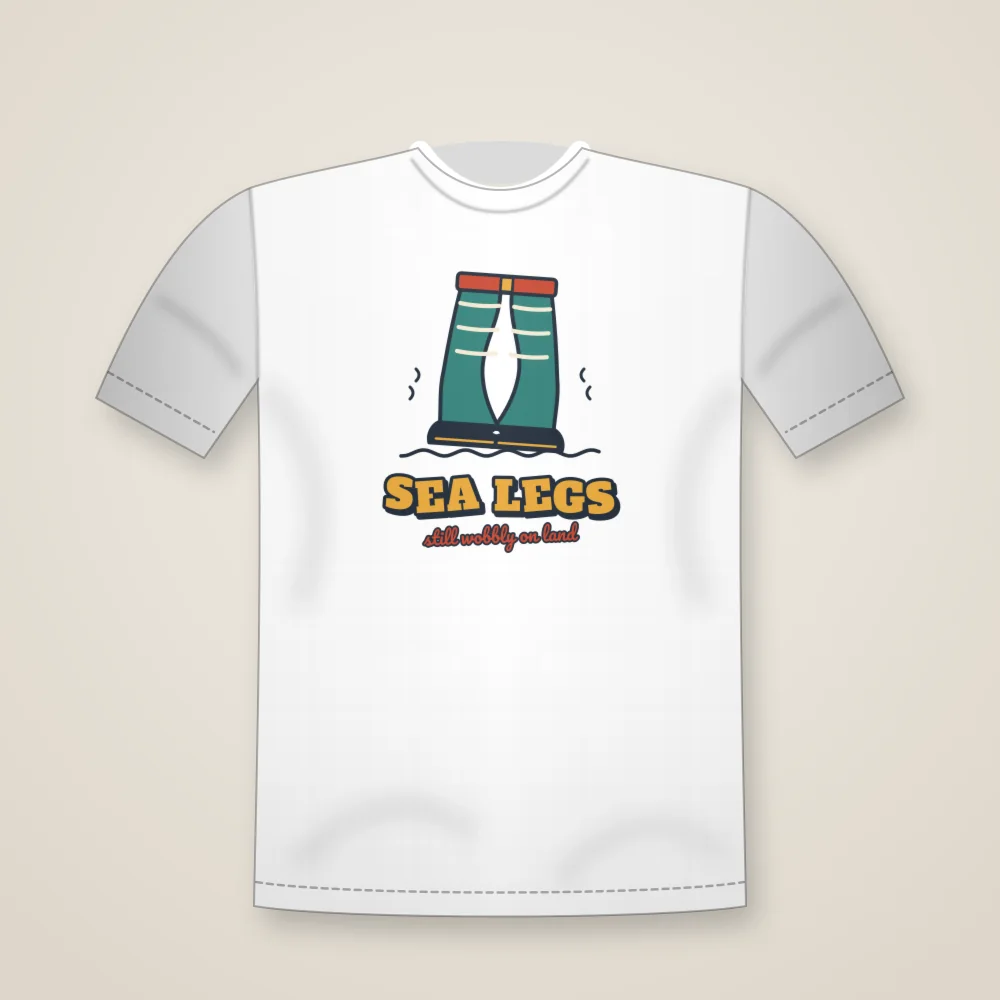 Sea Legs printed on the Unisex T-shirt in White