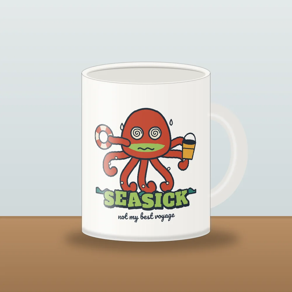 Seasick Octopus printed on the White Mug (11 oz)