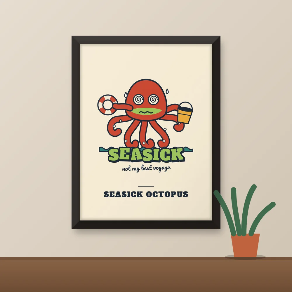 Seasick Octopus printed on the Matte Poster