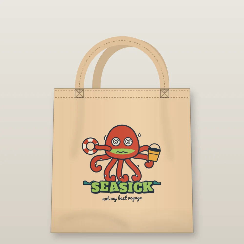 Seasick Octopus printed on the Tote Bag in Oyster