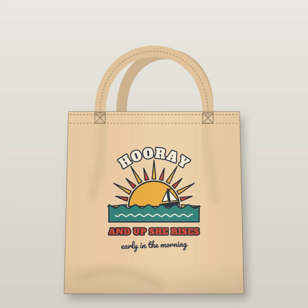Hooray and Up She Rises design shown on the Tote Bag