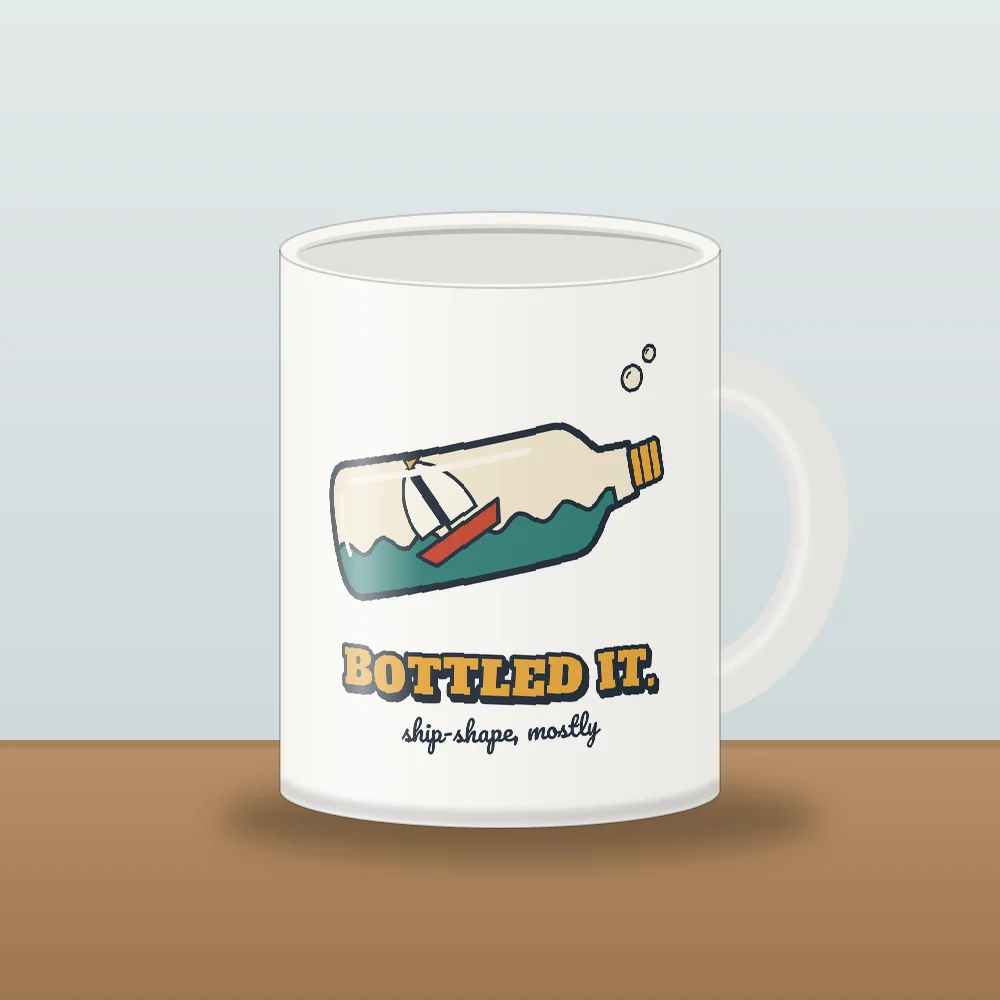 Ship in a Bottle design shown on the White Mug (11 oz)