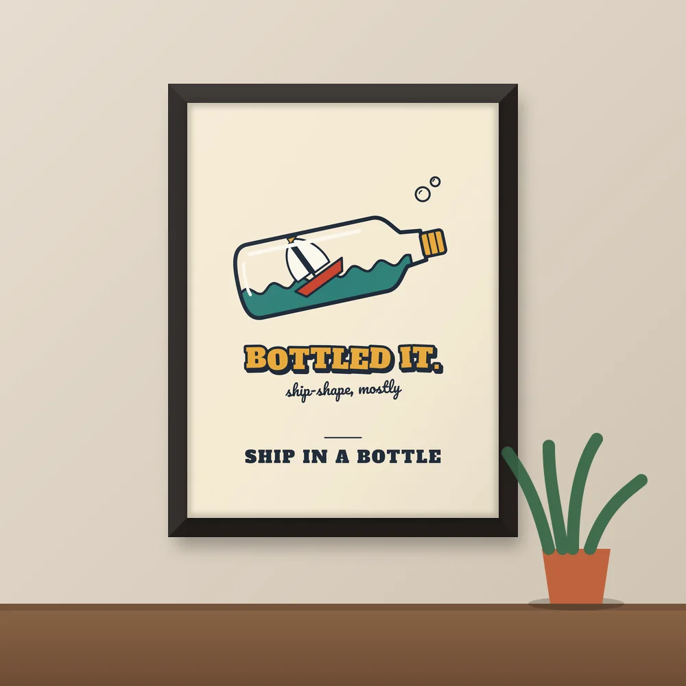 Ship in a Bottle design shown on the Matte Poster