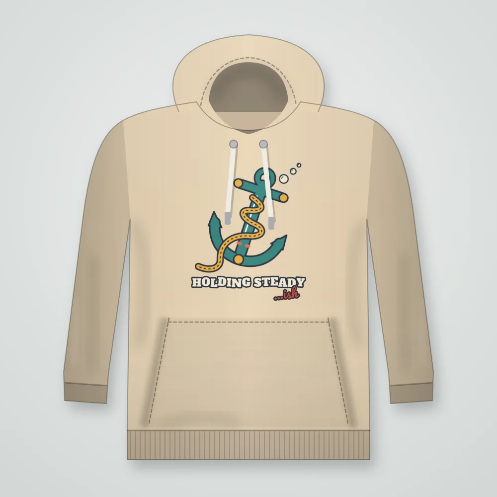 Tipsy Anchor printed on the Pullover Hoodie in Sand