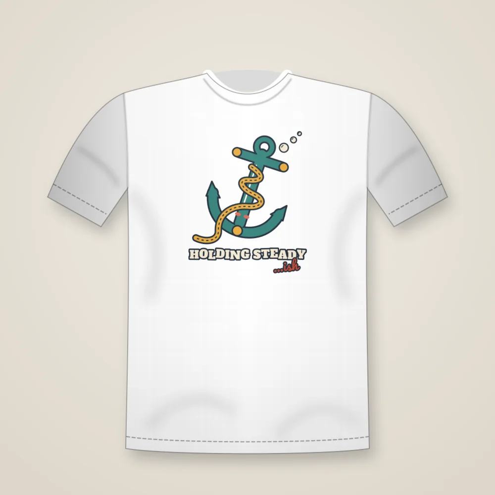 Tipsy Anchor printed on the Unisex T-shirt in White